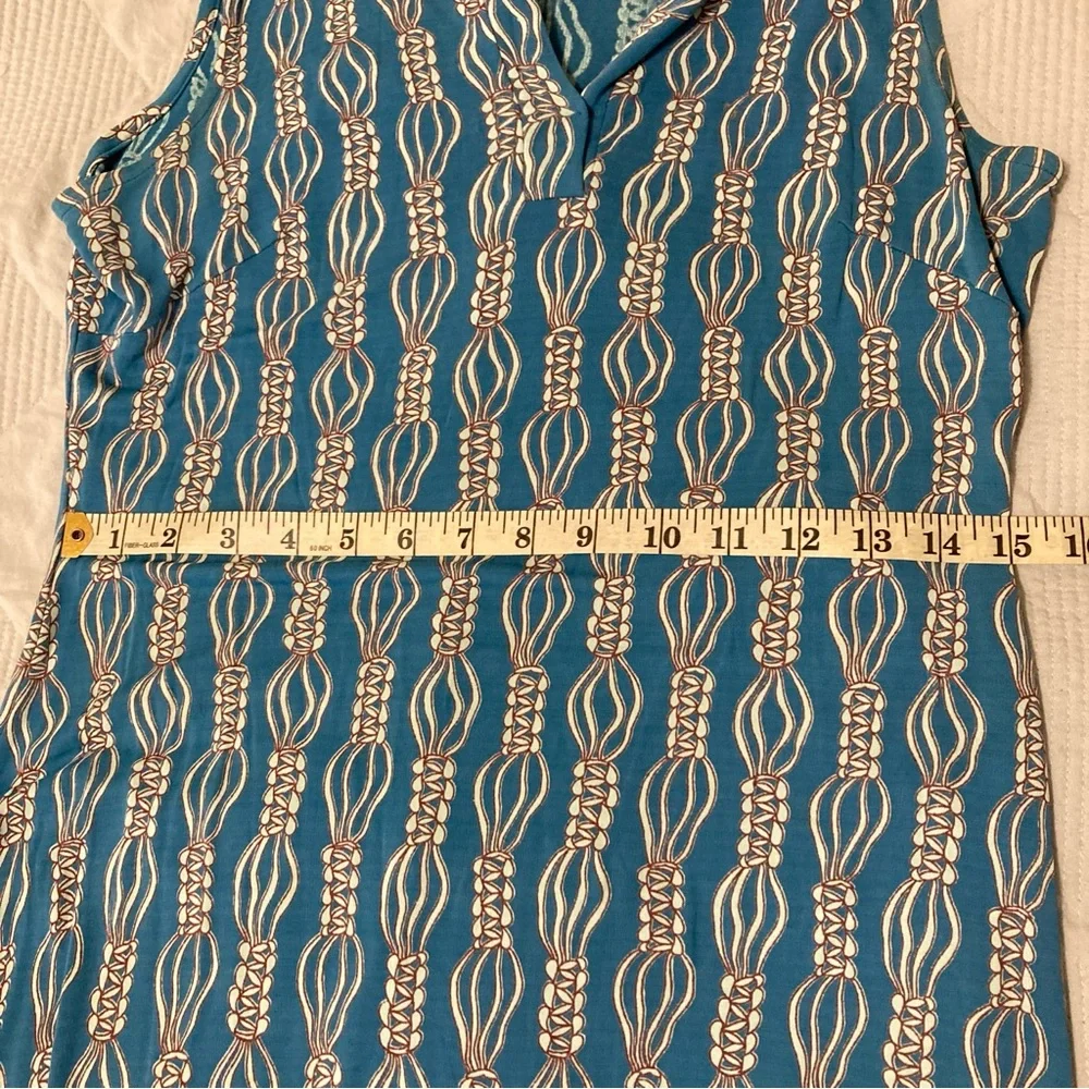 Free People  Midi Dress Blue Patterned Sleeveless Rayon Collared Size M - Picture 8 of 11